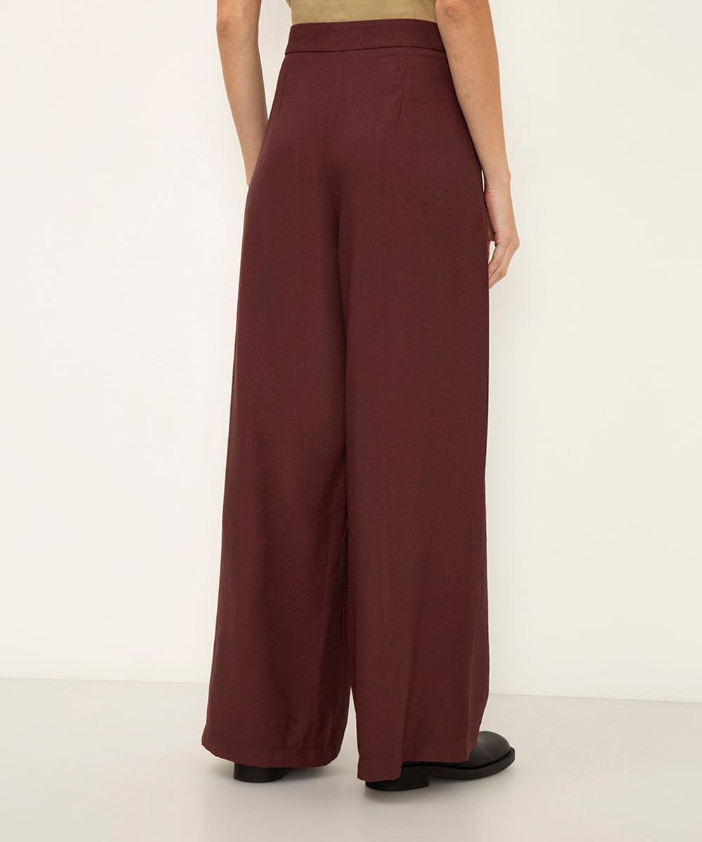 calça alfaiataria pantacourt cintura alta marrom escuro