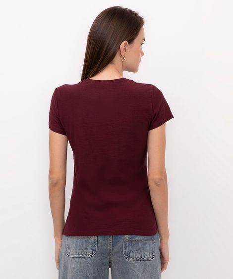camiseta de flamê básica vinho