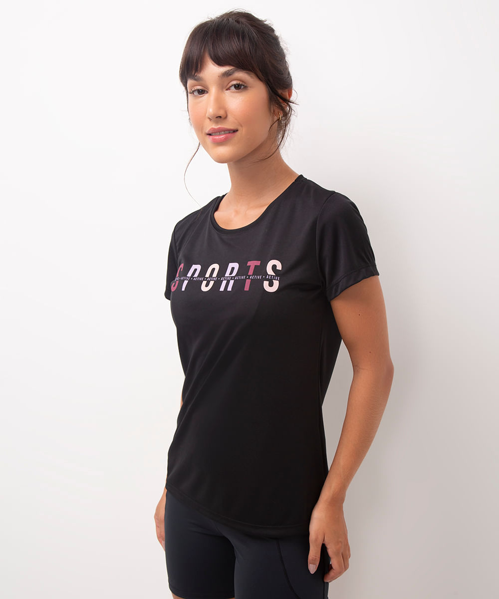 camiseta esportiva manga curta sports ace preto