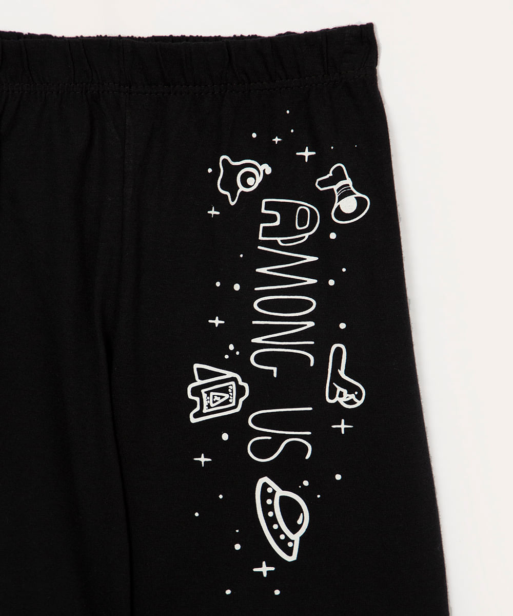 pijama infantil longo amog us preto