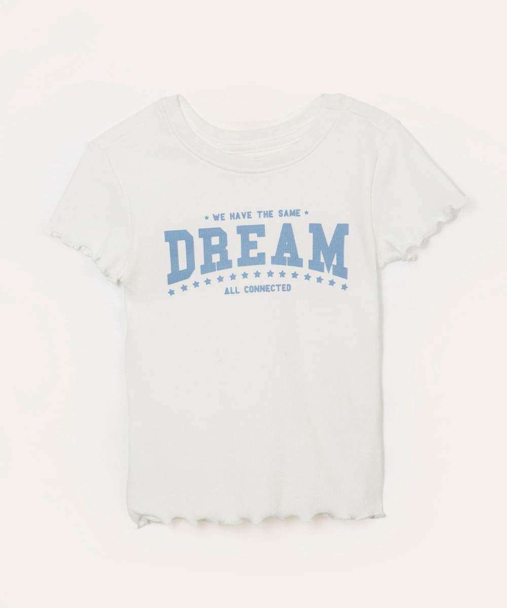 blusa infantil manga curta dream off white
