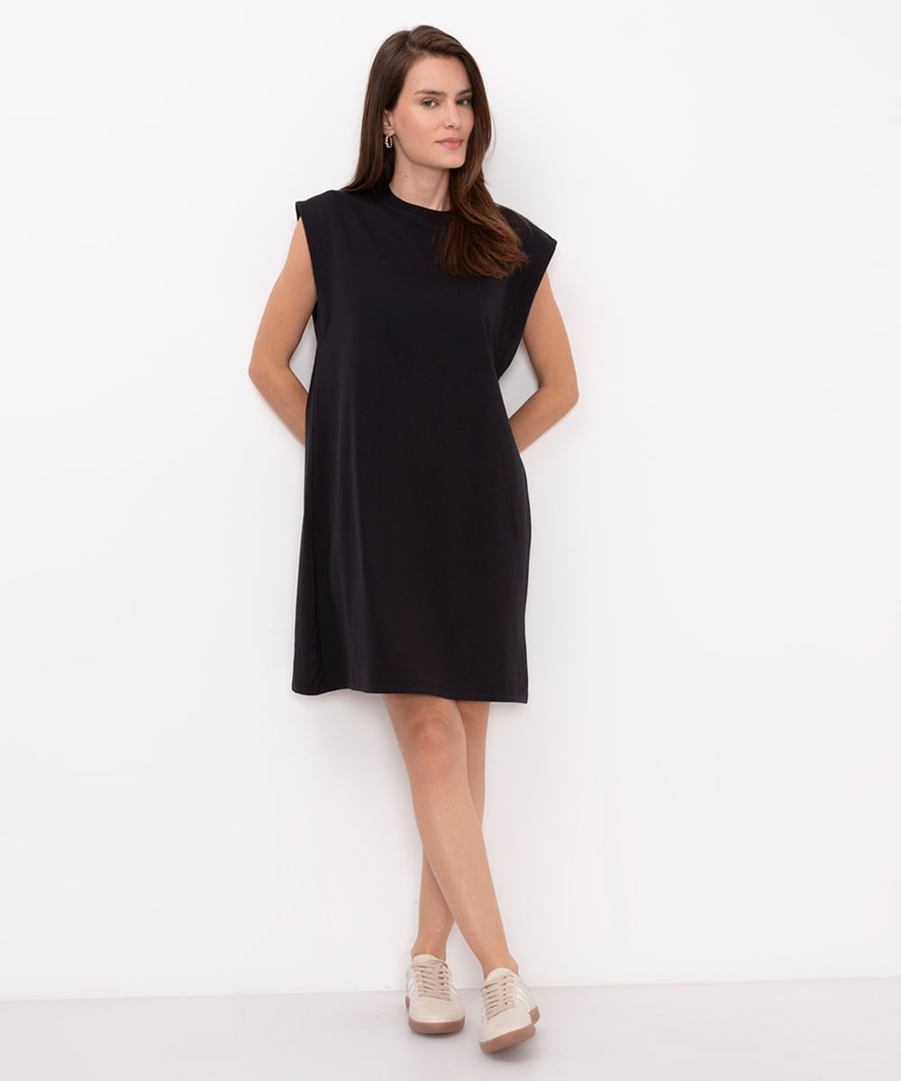 vestido de algodão básico muscle preto