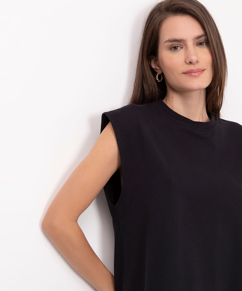vestido de algodão básico muscle preto