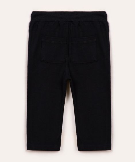 calça de malha infantil com bolso azul marinho