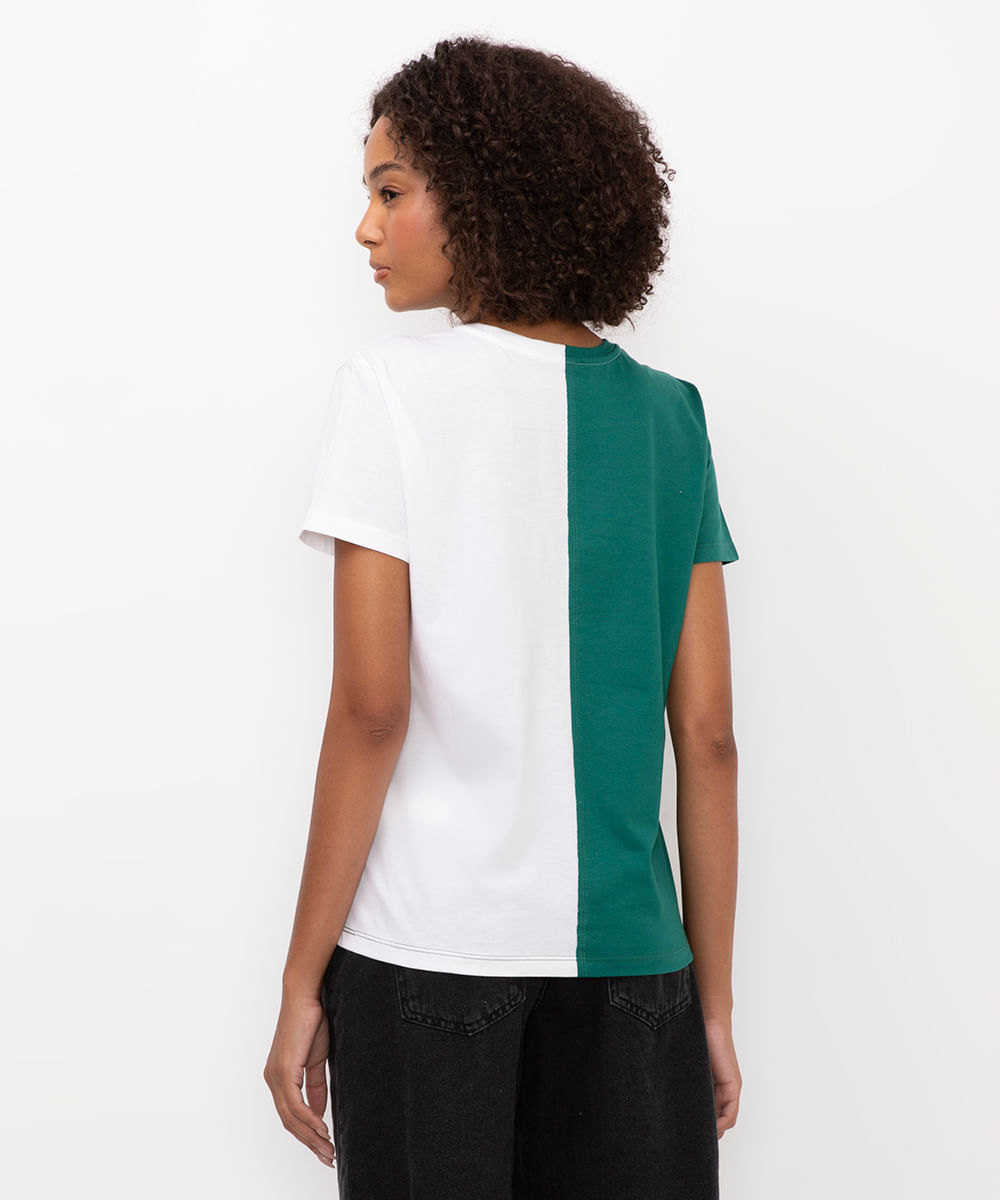 camiseta de algodão manga curta slytherin off white