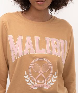 blusão cropped de moletom malibu bege