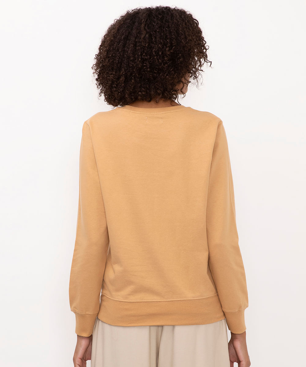 blusão cropped de moletom malibu bege