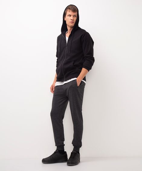 calça de moletom jogger - cinza mescla escuro