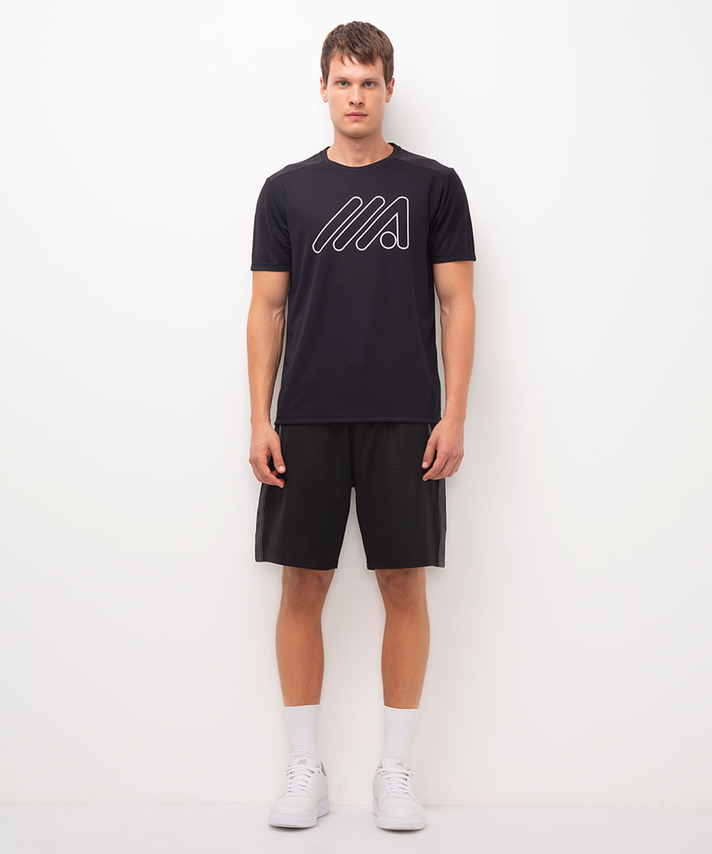 camiseta esportiva manga curta - preto