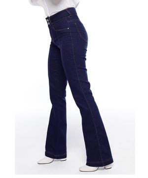 Calça Jeans Flare Azul Escura Sob com Elastano