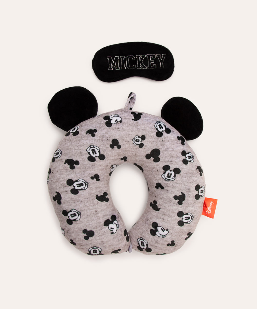 apoio de pescoço com máscara de dormir mickey cinza