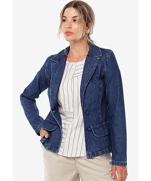 Blazer Jeans Feminino Azul Escuro Sob