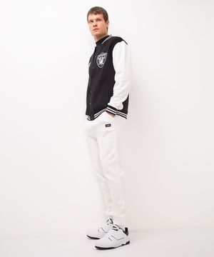 calça jogger de moletom branco