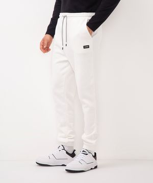 calça jogger de moletom branco