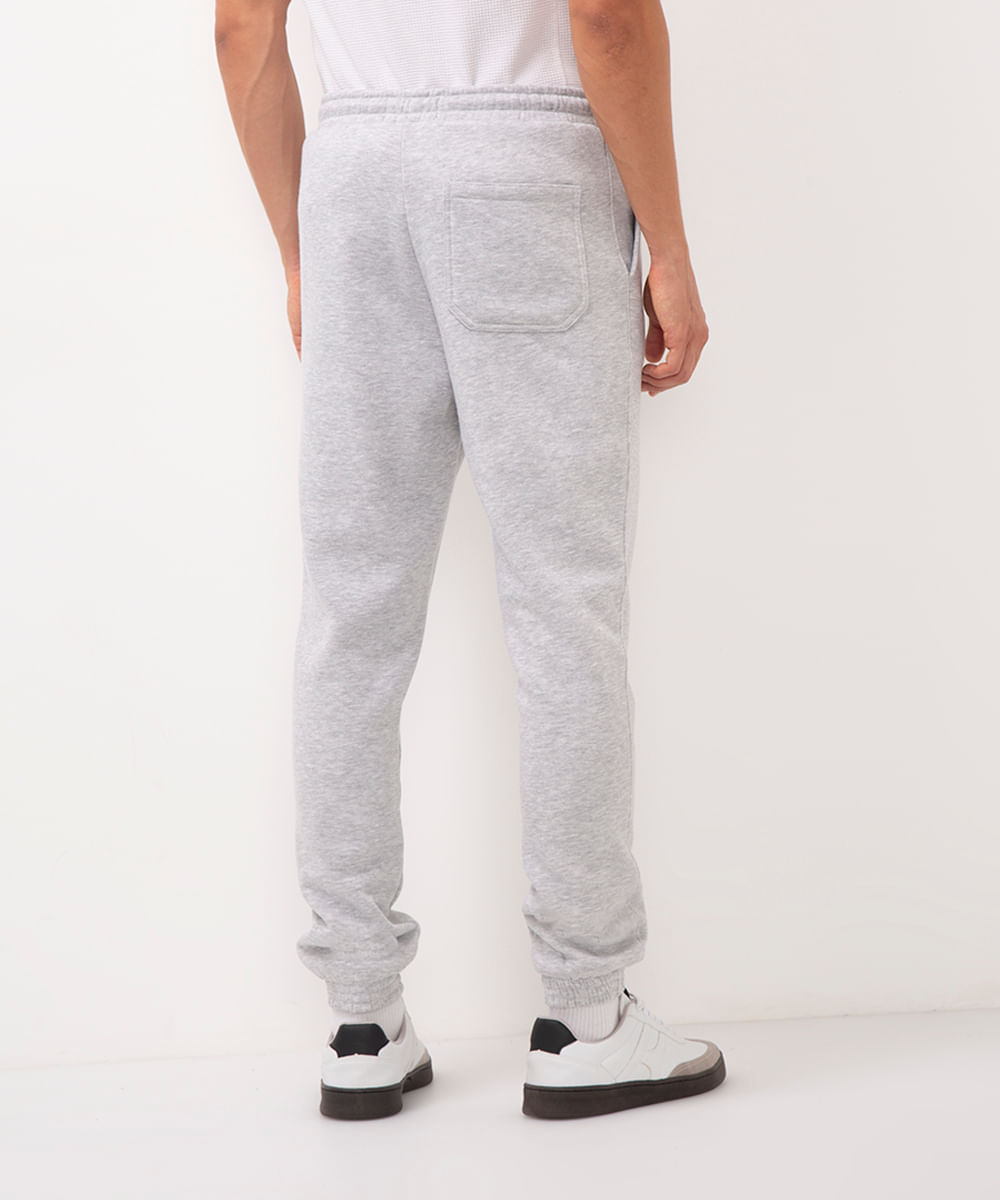 calça jogger de moletom cinza