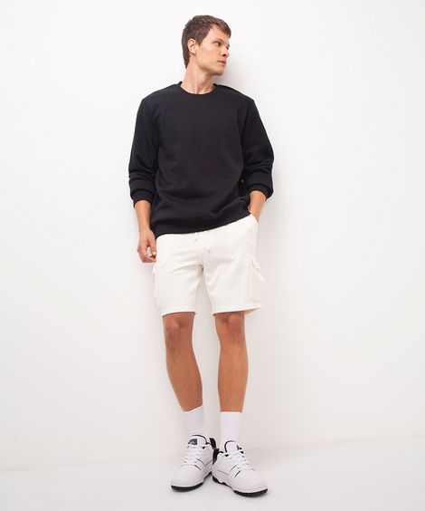 bermuda cargo de moletom off white