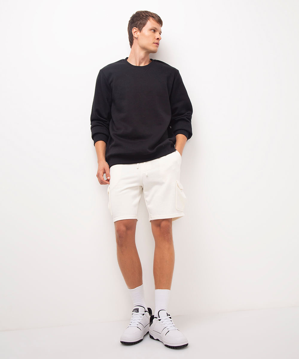bermuda cargo de moletom off white