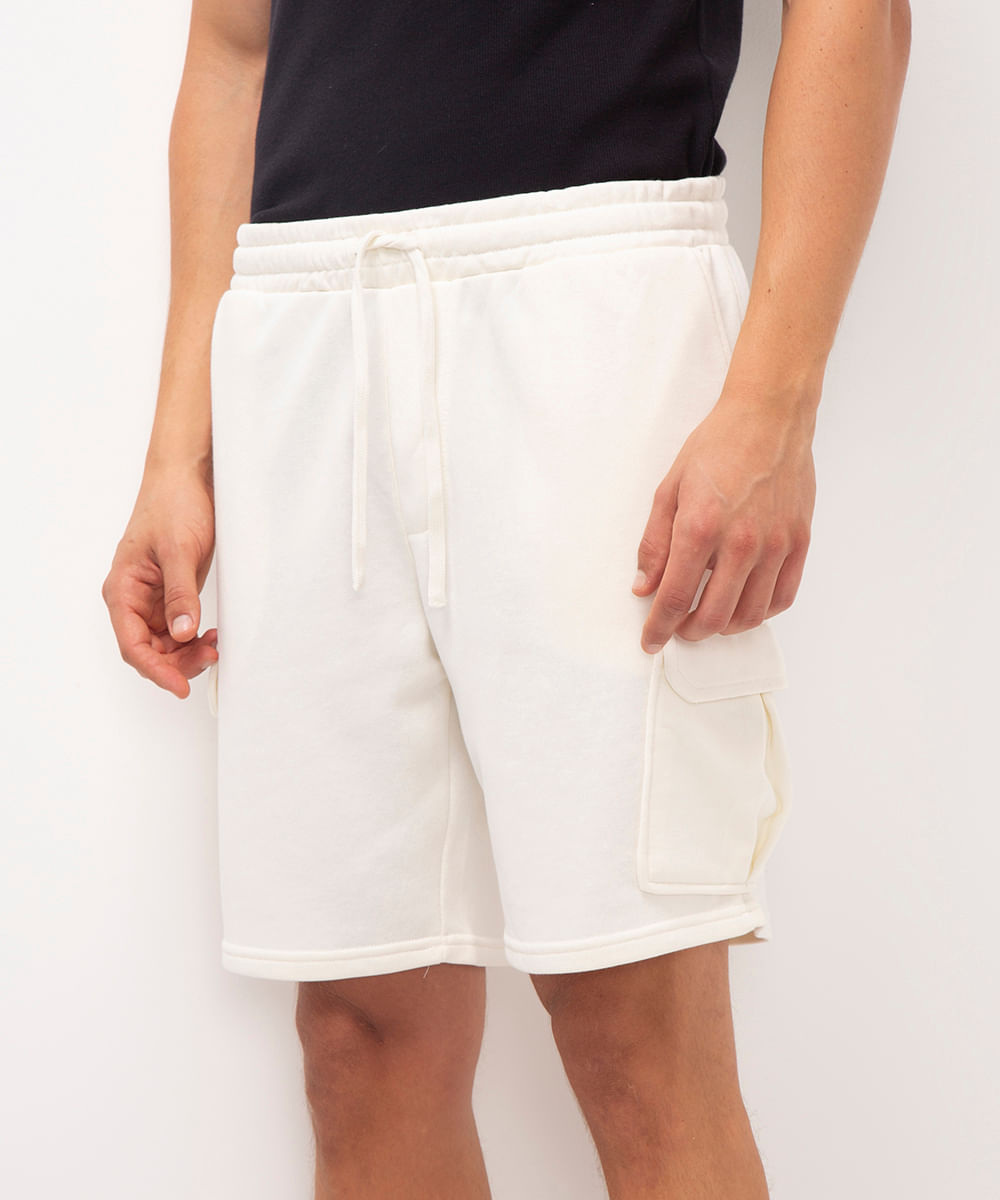 bermuda cargo de moletom off white