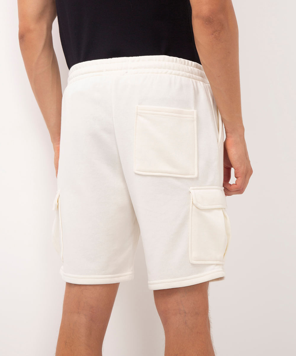 bermuda cargo de moletom off white