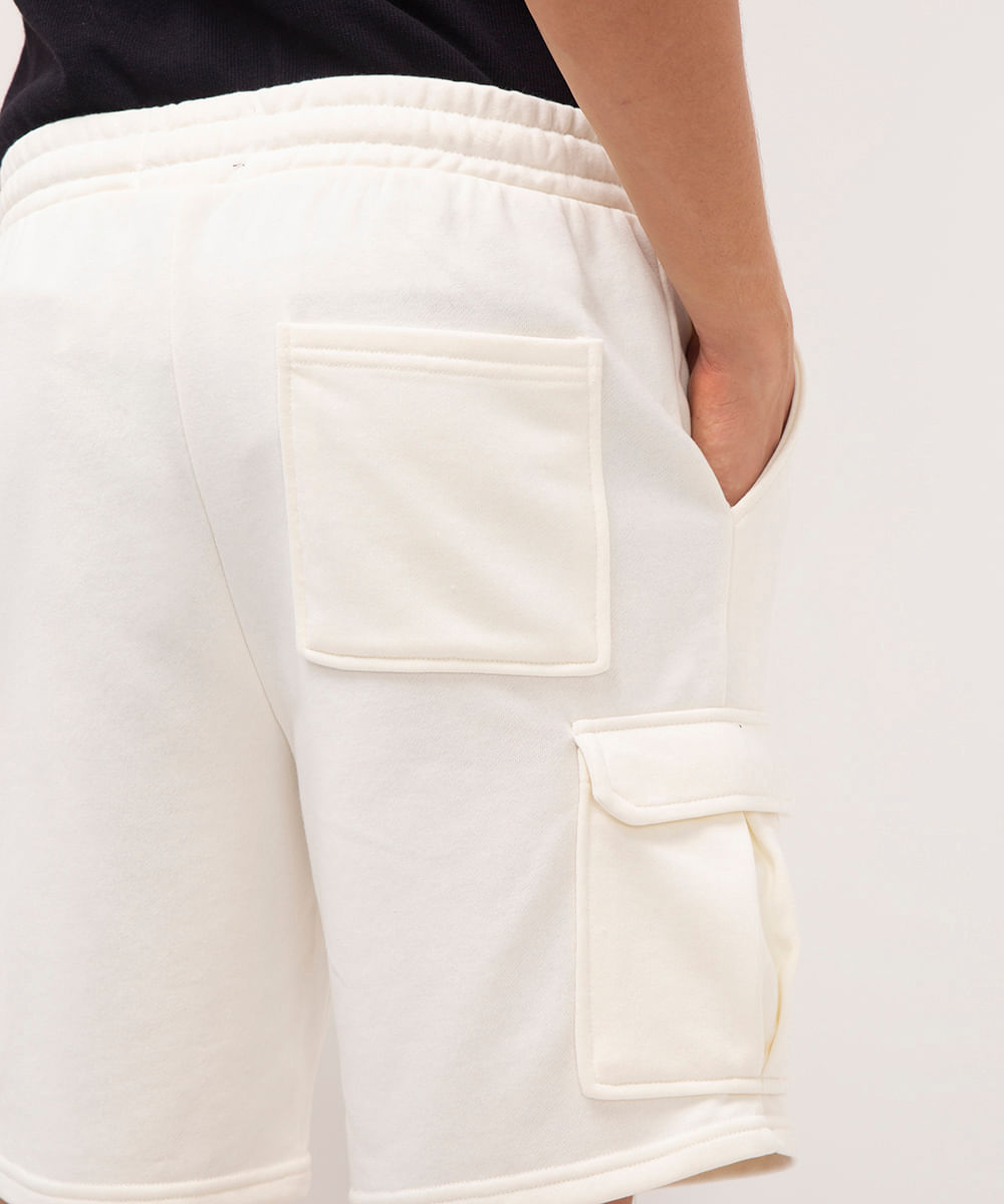 bermuda cargo de moletom off white