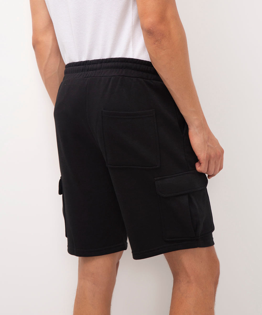 bermuda cargo de moletom preta