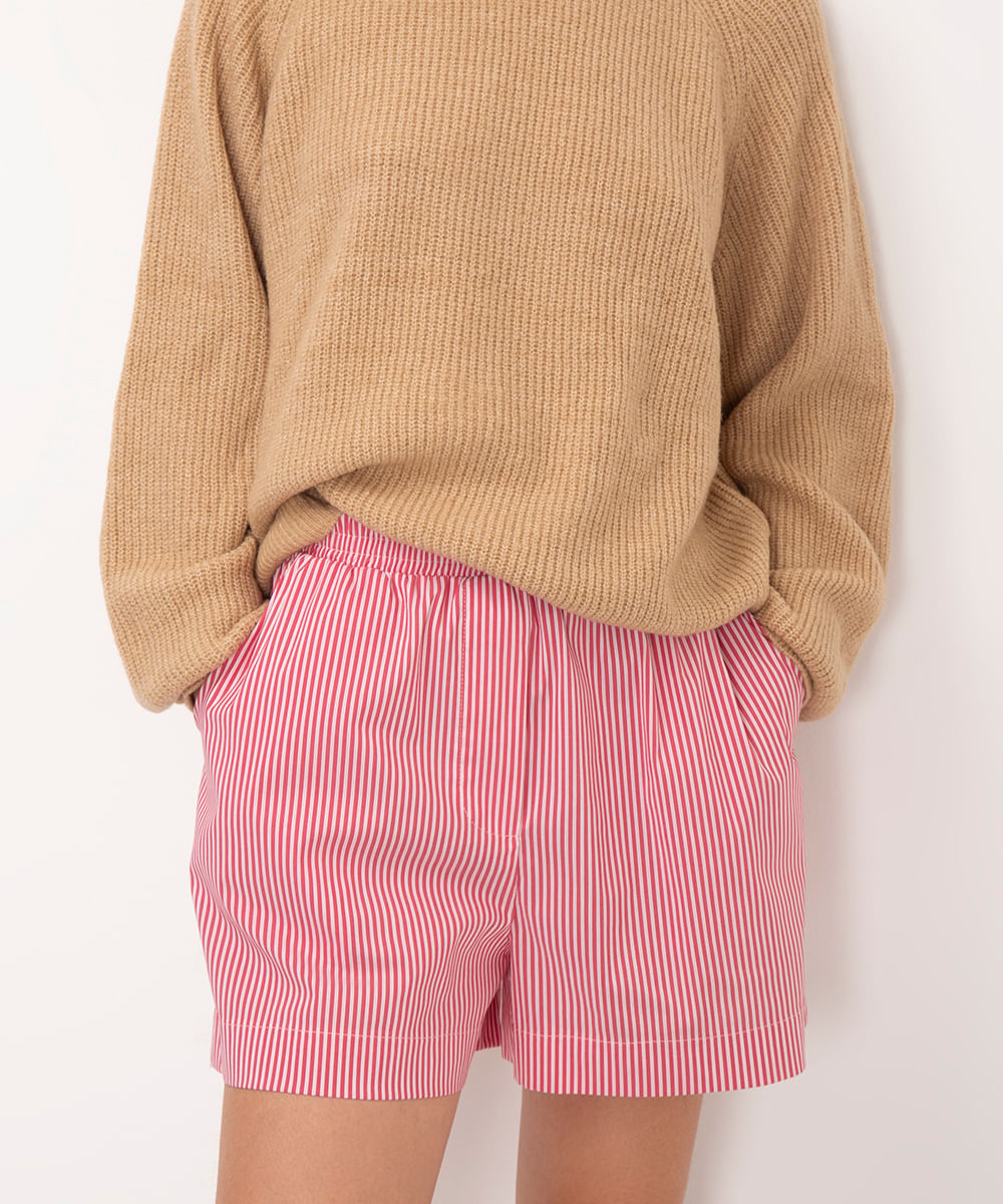 short de tricoline listrado mindset vermelho