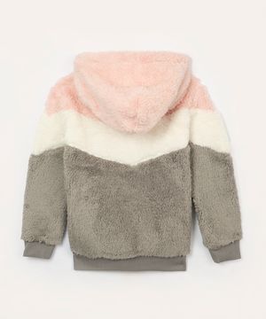 jaqueta infantil bomber em pelúcia com capuz colorido