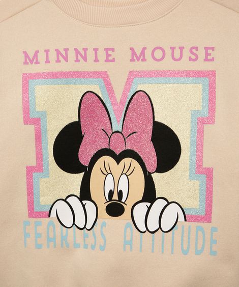 conjunto de moletom infantil minnie bege