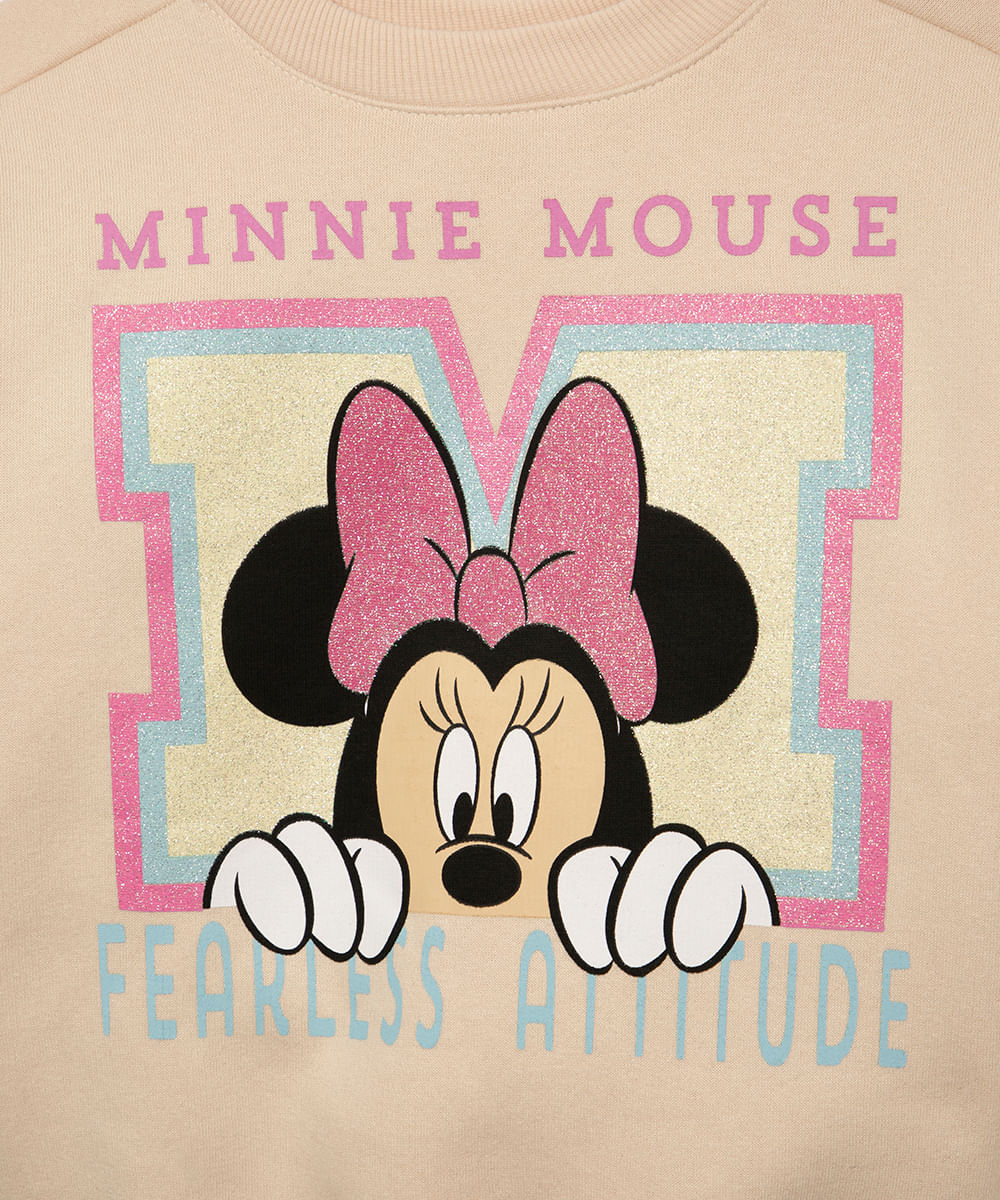 conjunto de moletom infantil minnie bege