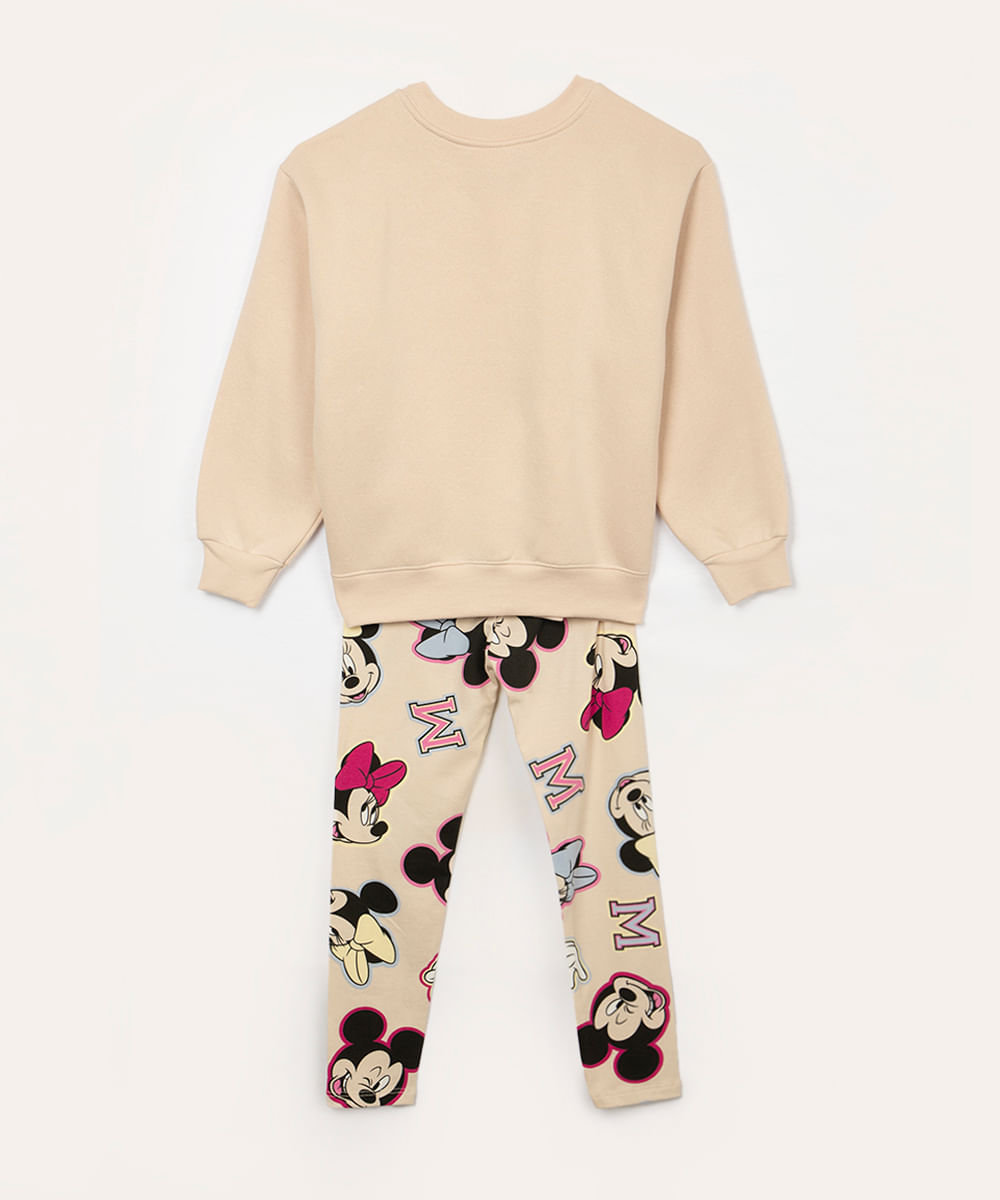conjunto de moletom infantil minnie bege
