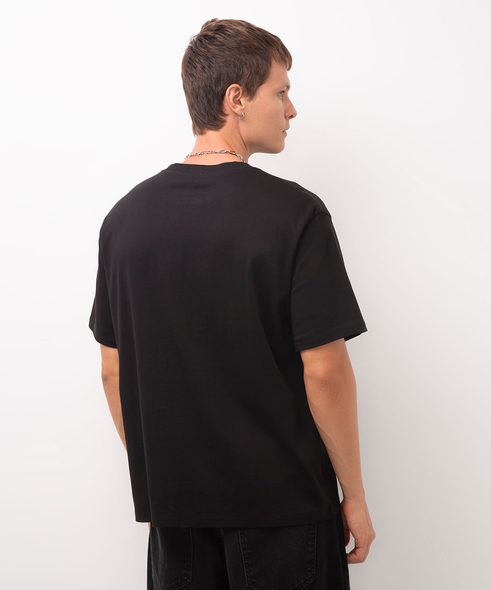 camiseta masculina de algodão peruano interlock básica preta