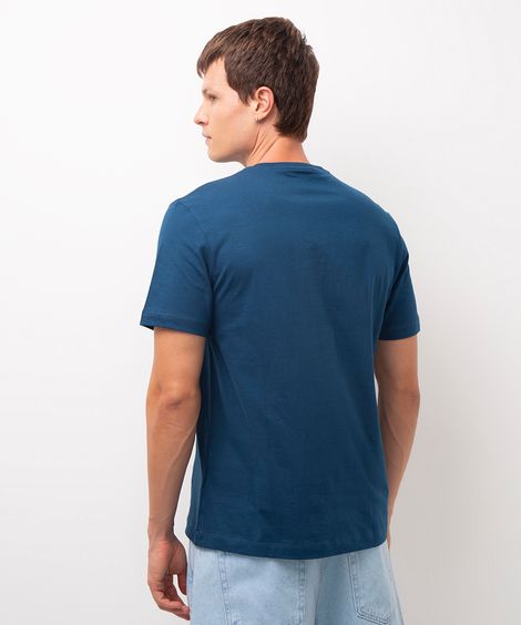 camiseta básica manga curta gola portuguesa - petroleo