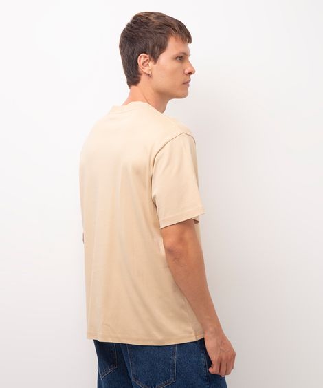 camiseta de algodão peruano manga curta bege