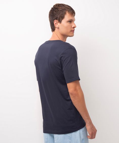 camiseta masculina básica manga curta gola v azul