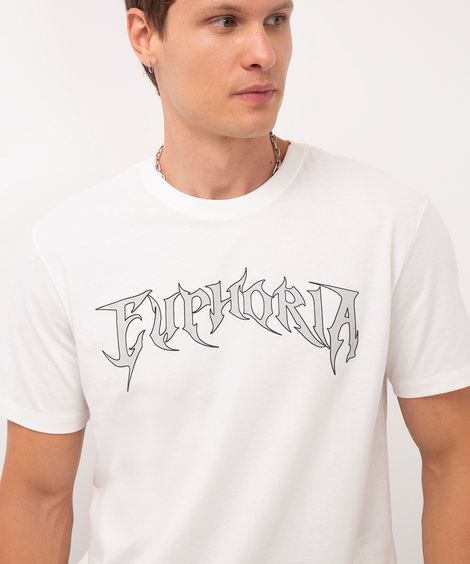 camiseta de algodão manga curta estampada euphoria off white
