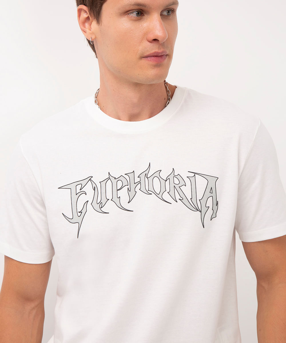 camiseta de algodão manga curta estampada euphoria off white