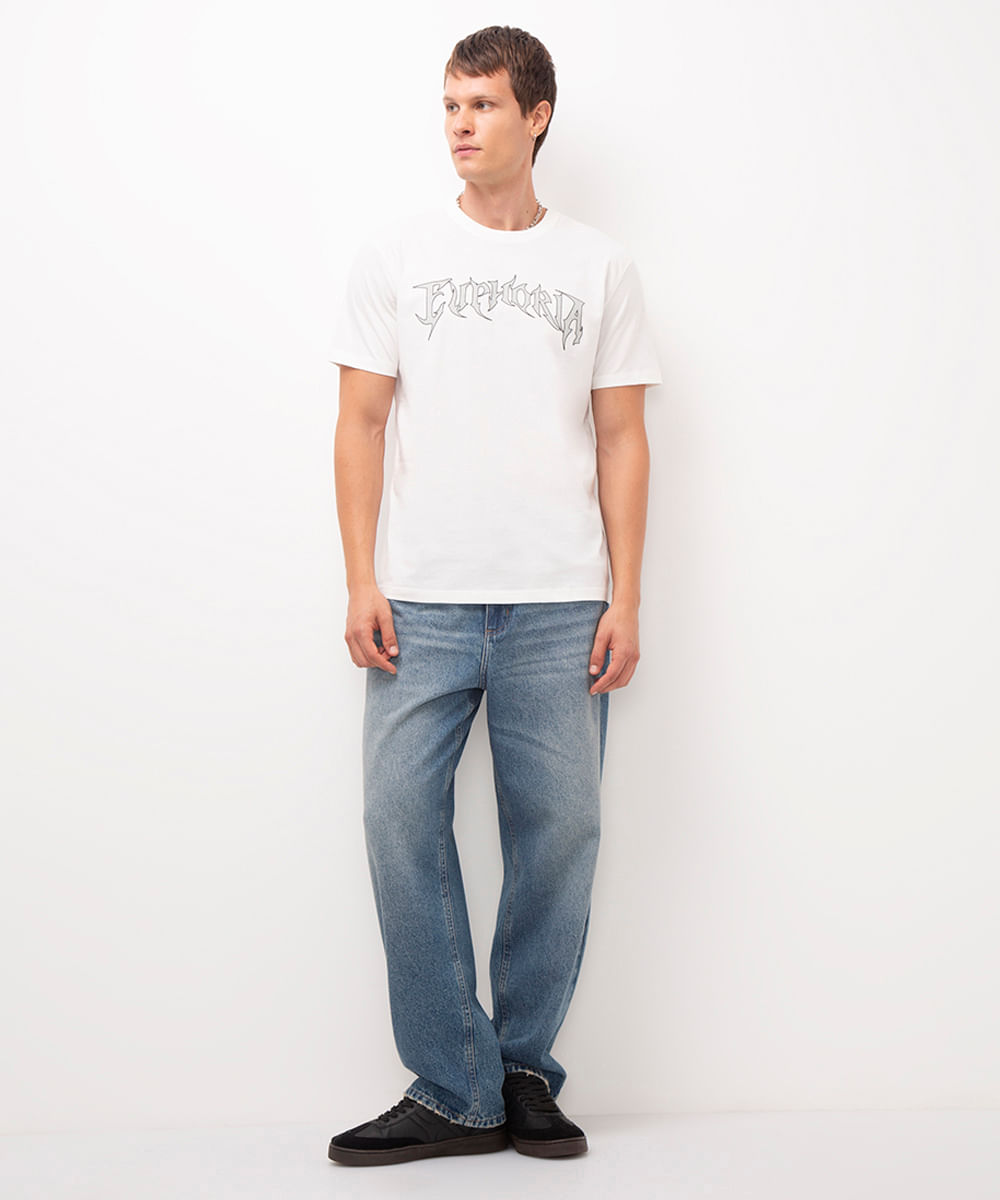 camiseta de algodão manga curta estampada euphoria off white