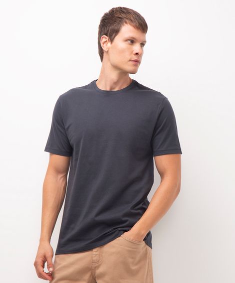 camiseta masculina de algodão básica manga curta cinza