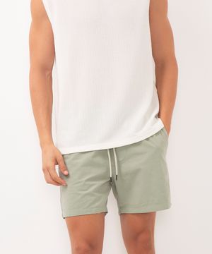 bermuda reta masculina de sarja com elástico verde