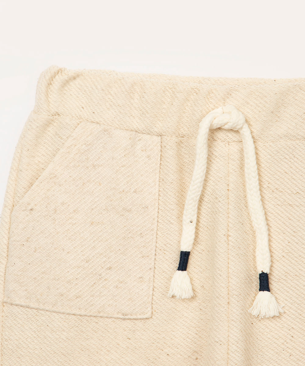 short de moletom infantil com bolsos kaki
