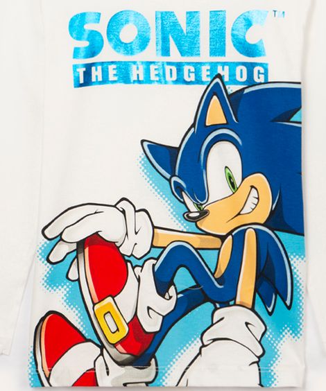 camiseta de algodão infantil sonic off white