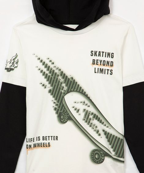 camiseta de algodão infantil skate off white
