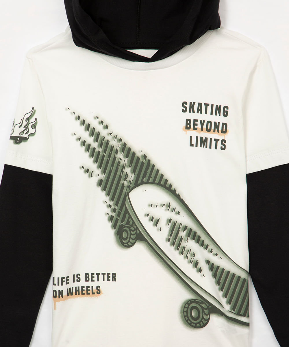 camiseta de algodão infantil skate off white