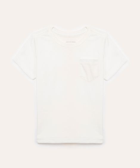 camiseta infantil texturizada com bolso branco