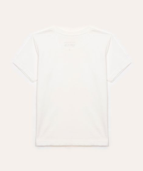 camiseta infantil texturizada com bolso branco