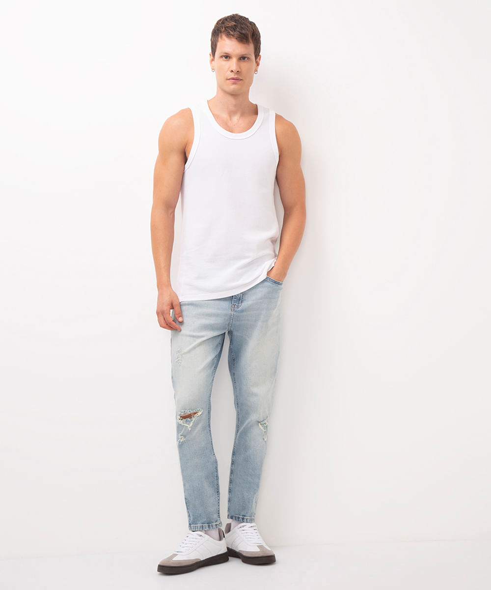 calça jeans carrot azul