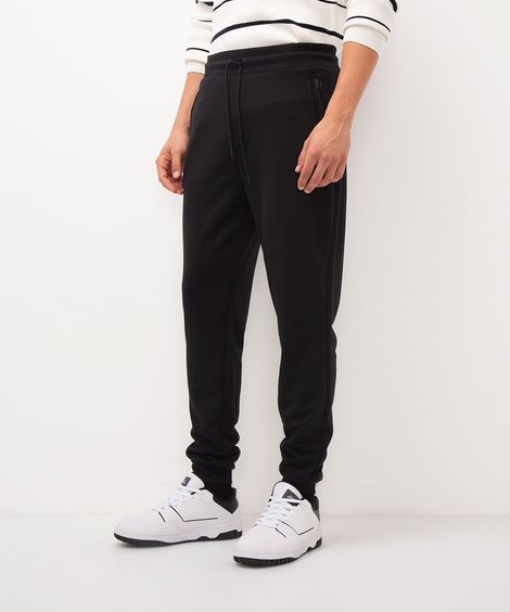 calça jogger de moletom com bolsos preto