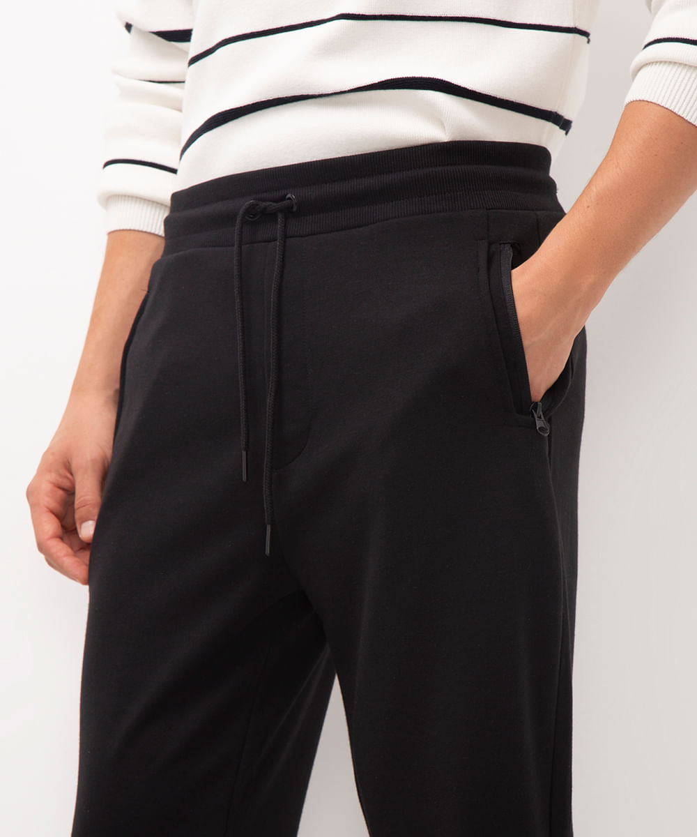 calça jogger de moletom com bolsos preto