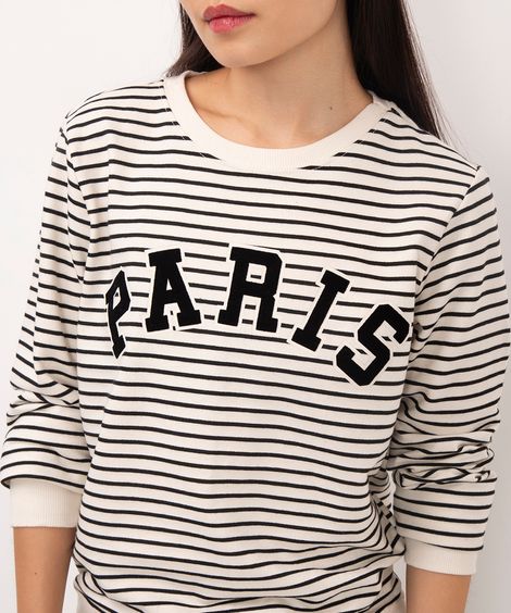 blusa de moletom manga longa paris off white