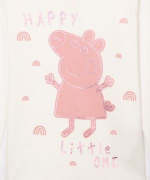 blusa infantil manga longa peppa pig off white